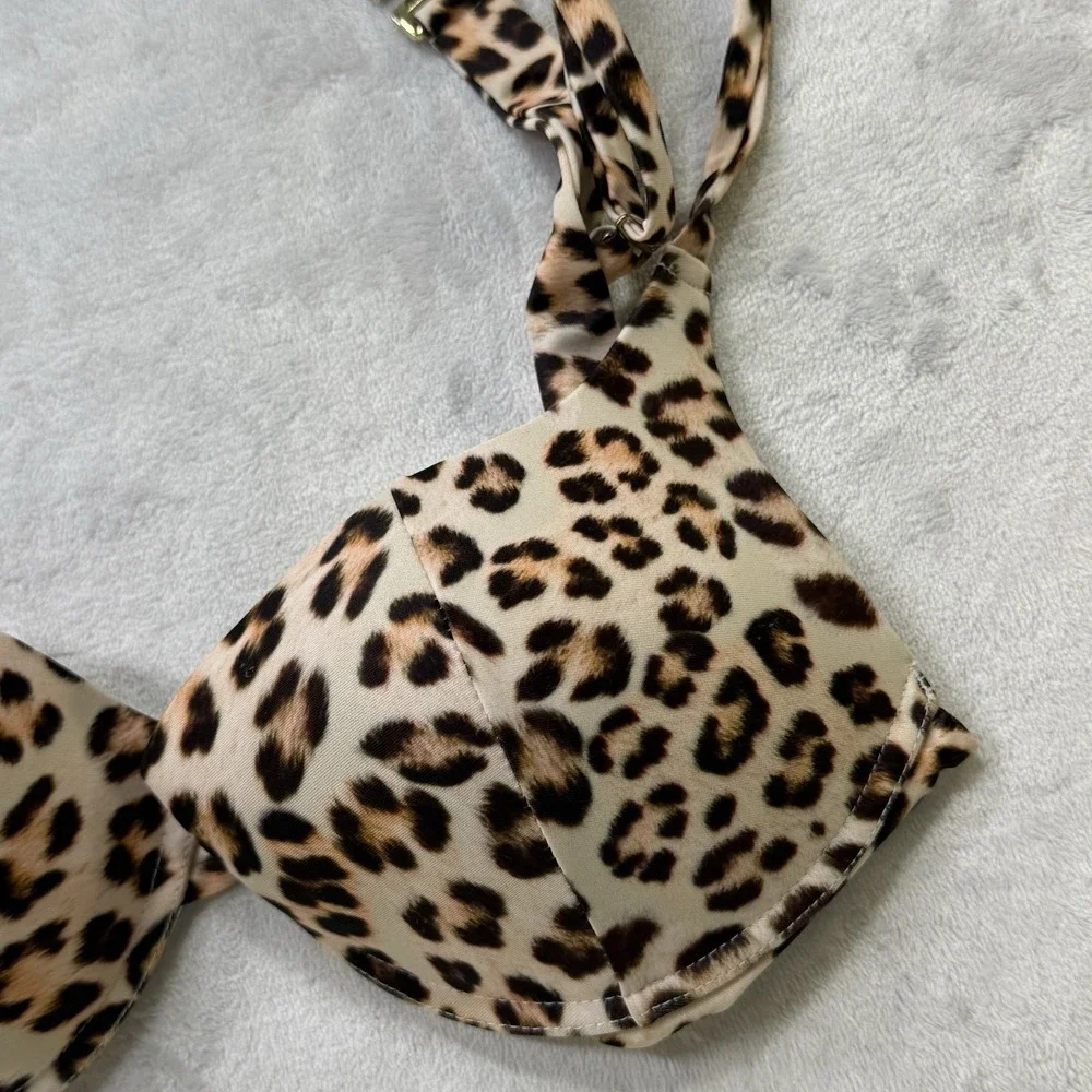 Kulani Kinis‎ Bikini Top XL Underwire Leopard Print Adjustable Swim